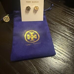 Tory Burch Gold Logo Stud Earrings